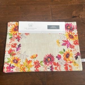 The Farmhouse Rachel Ashwell Fall Placemats 4 Cotton Leaves Sunflowers